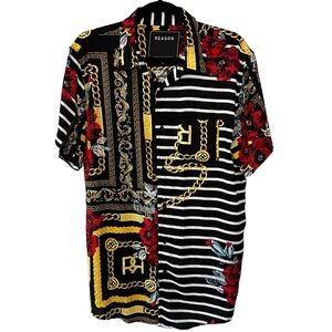 EUC REASON NYC MENS BUTTON DOWN COLLARED SHORT SLEEVE SHIRT